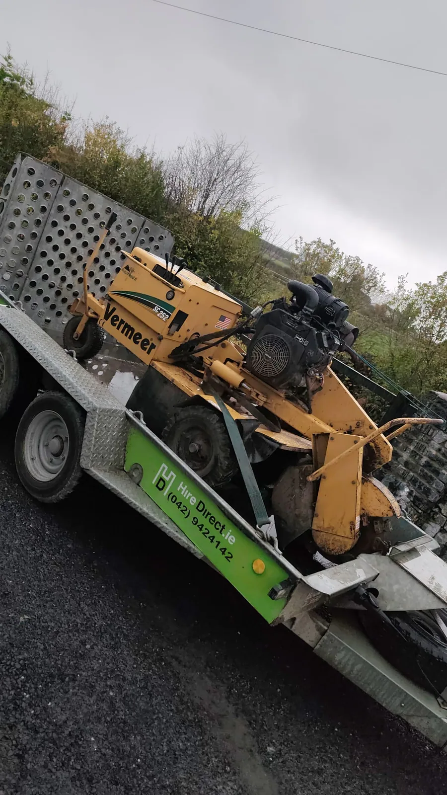 Professional stump grinder machine ready for site work